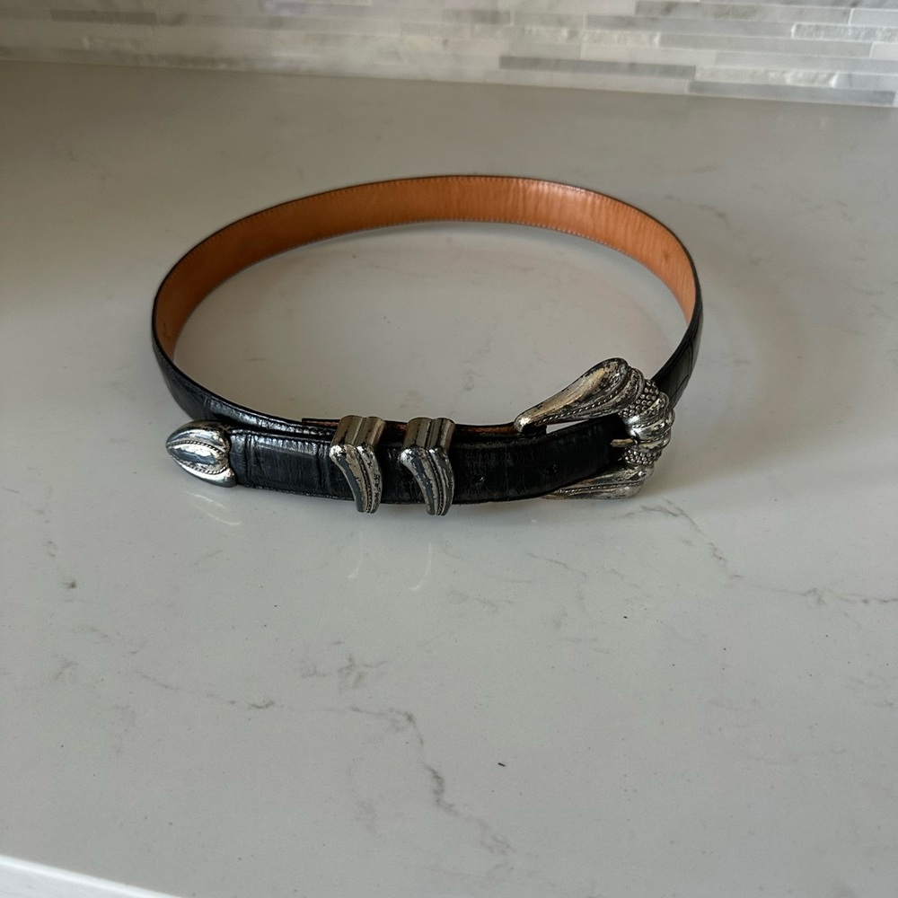 Onyx Black Belt with Silver Talon Buckle